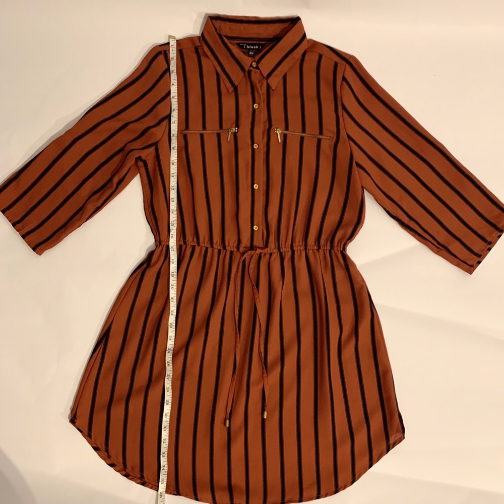 Orange Pinstriped Retro Dress - Picture 3 of 10